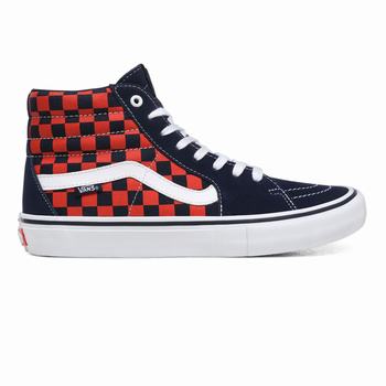 Damske Kotnikove Tenisky Vans Checkerboard Sk8-Hi Pro Námornícka Modrá/Oranžové VA90QSGYL